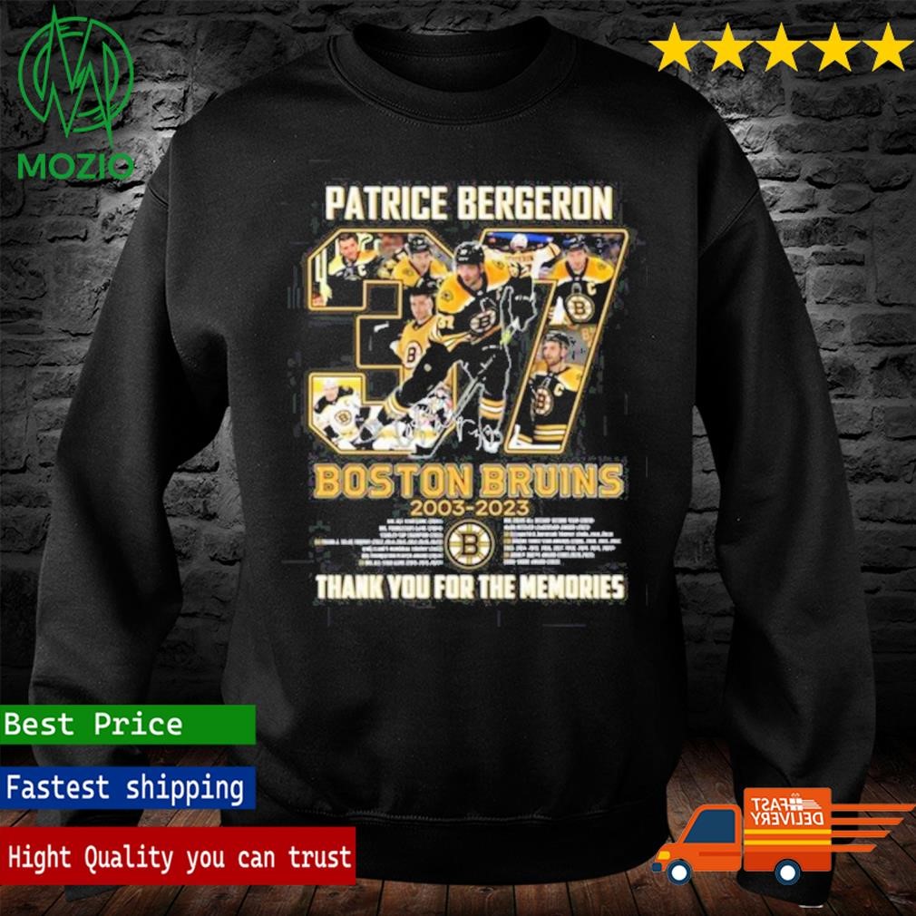 Official patrice Bergeron 37 Boston Bruins 2003 2023 thank you for the  memories shirt, hoodie, sweater, long sleeve and tank top
