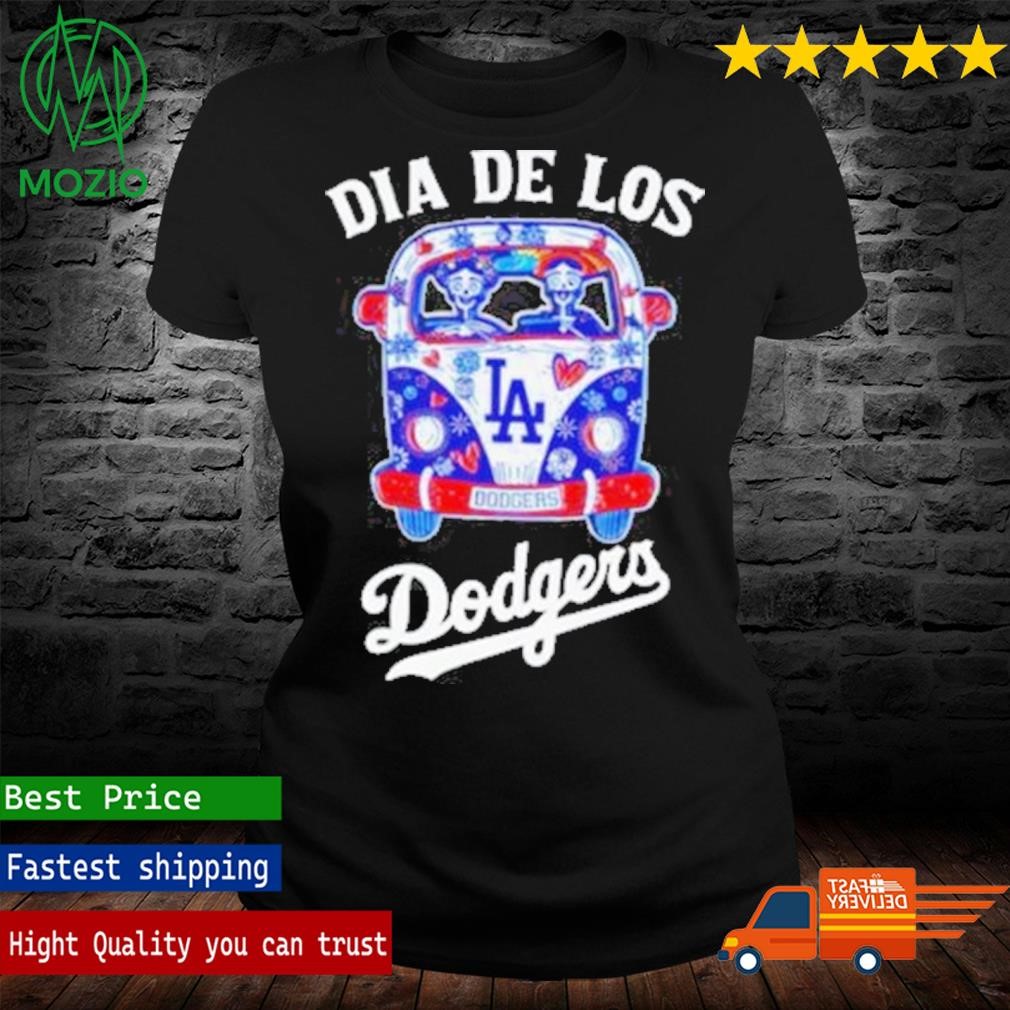 Official funny Hippie Car Los Angeles Dodgers Skull Dia De Los