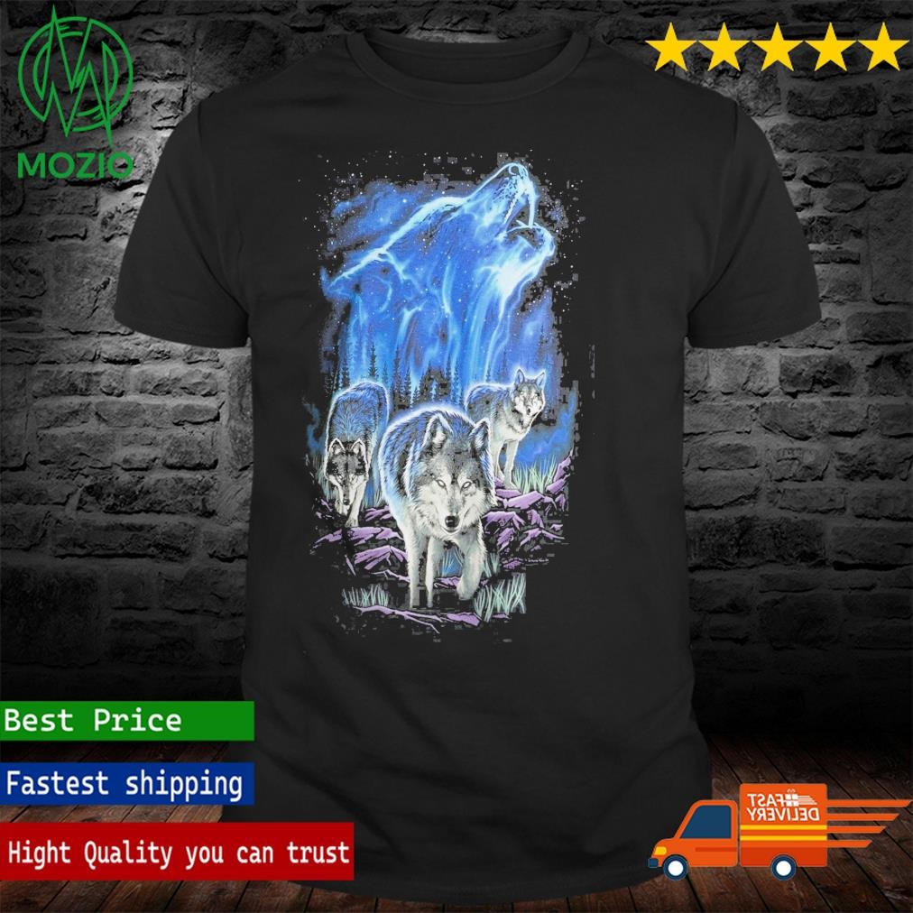 Official oDM Art Men's and Big Men's Wolves in Northern Lights Graphic T-Shirt