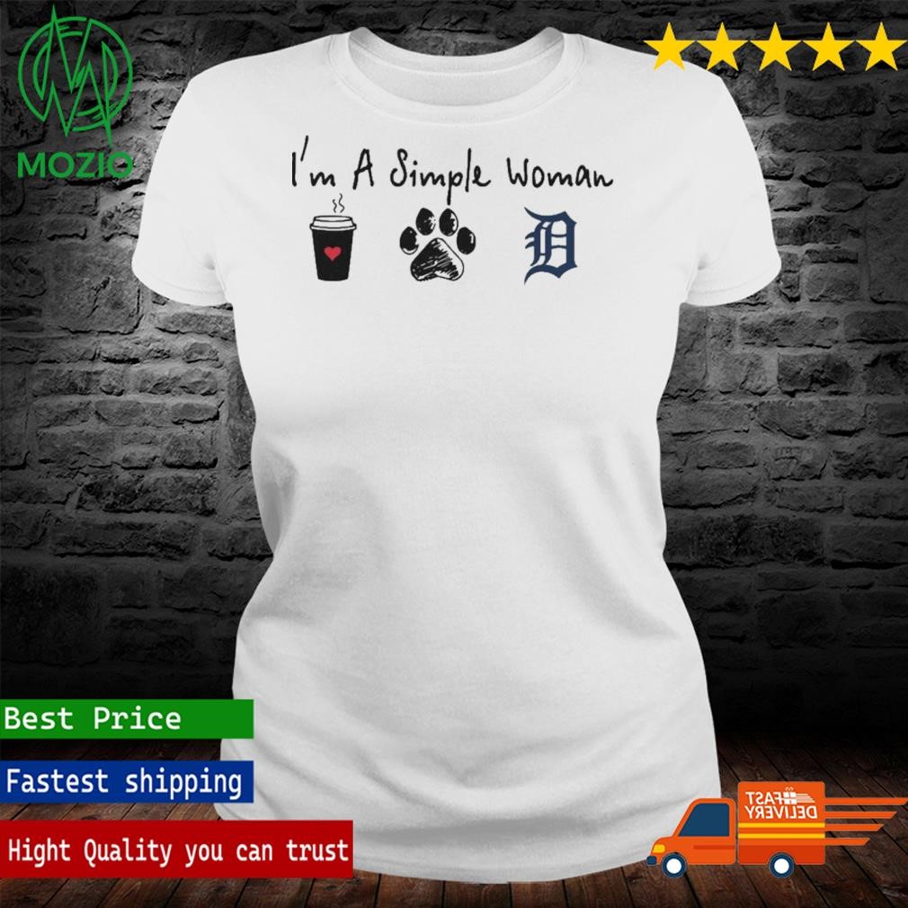 I'm A Simple Woman Coffee Dog And Detroit Tigers Shirt, hoodie, sweater,  long sleeve and tank top