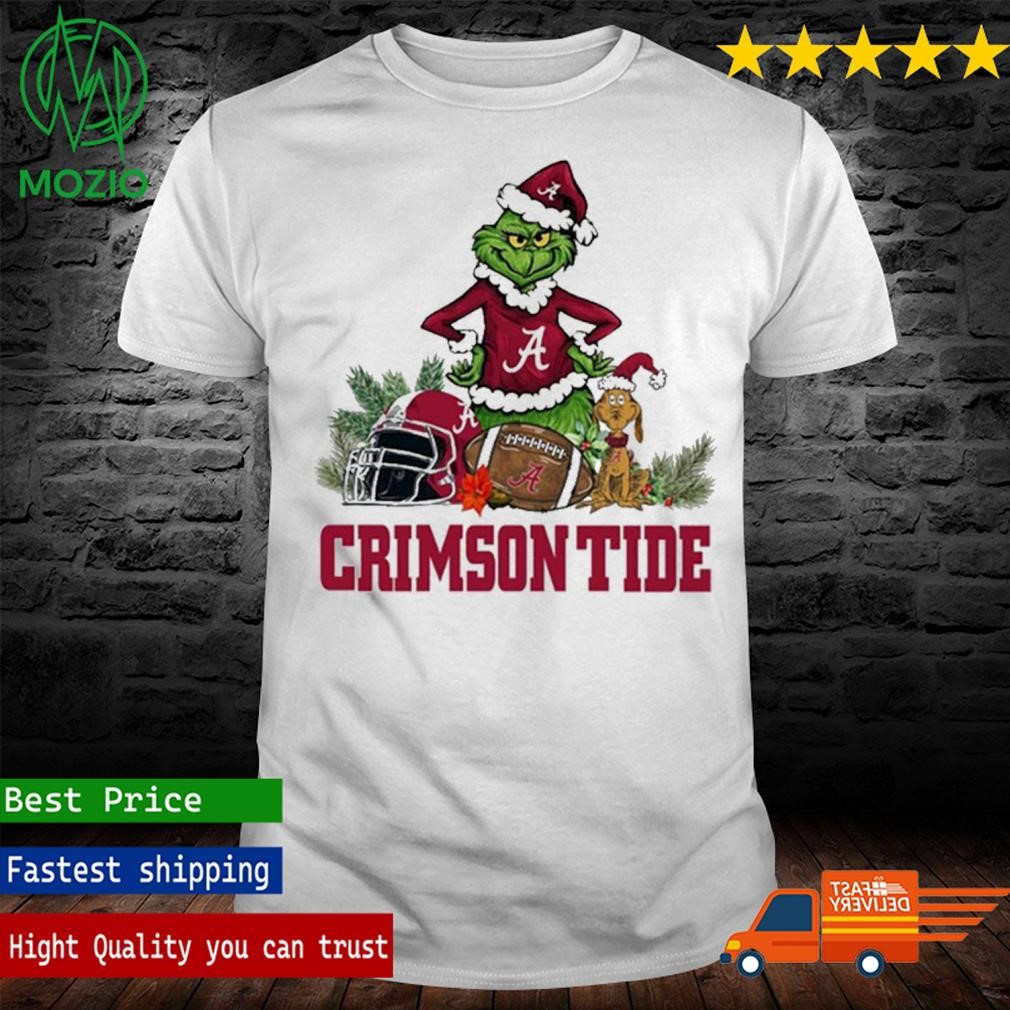 Alabama Crimson Tide Funny Grinch And Dog Christmas Shirt
