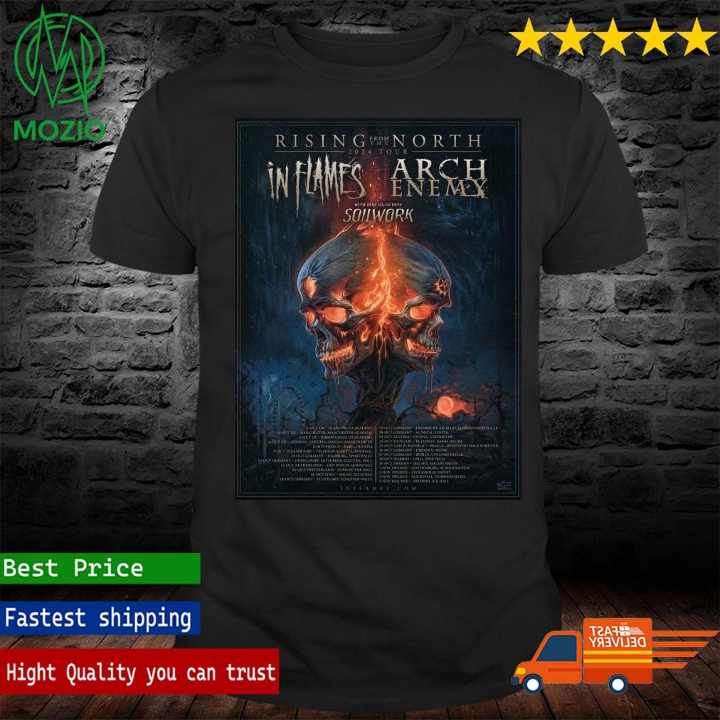 Arch Enemy Rising From The North 2024 Tour With In Flames And Soilwork Wall Poster Shirt