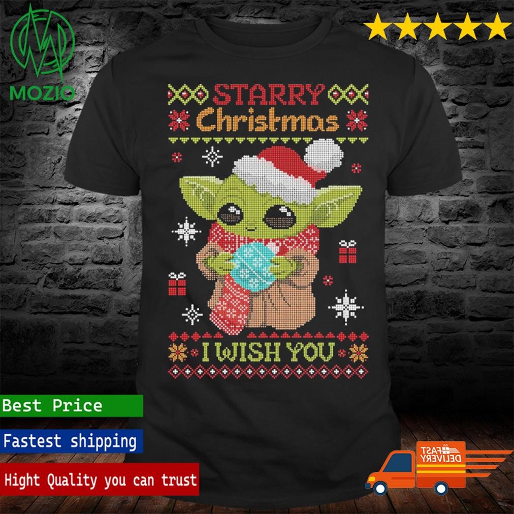 Baby Yoda Star Wars starry Christmas I wish you shirt