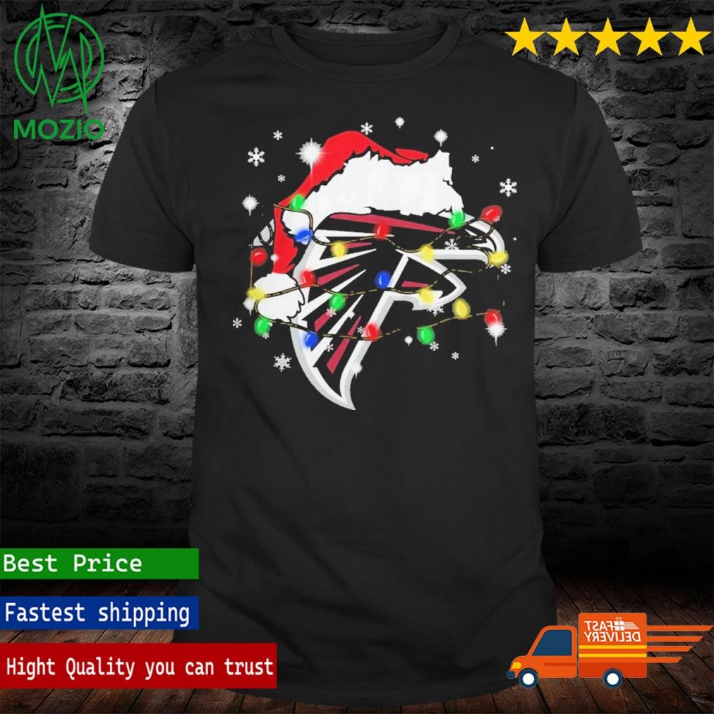 Christmas Light Santa Hat Atlanta Falcons Logo Shirt