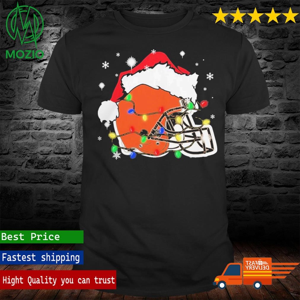 Christmas Light Santa Hat Cleveland Browns Logo Shirt