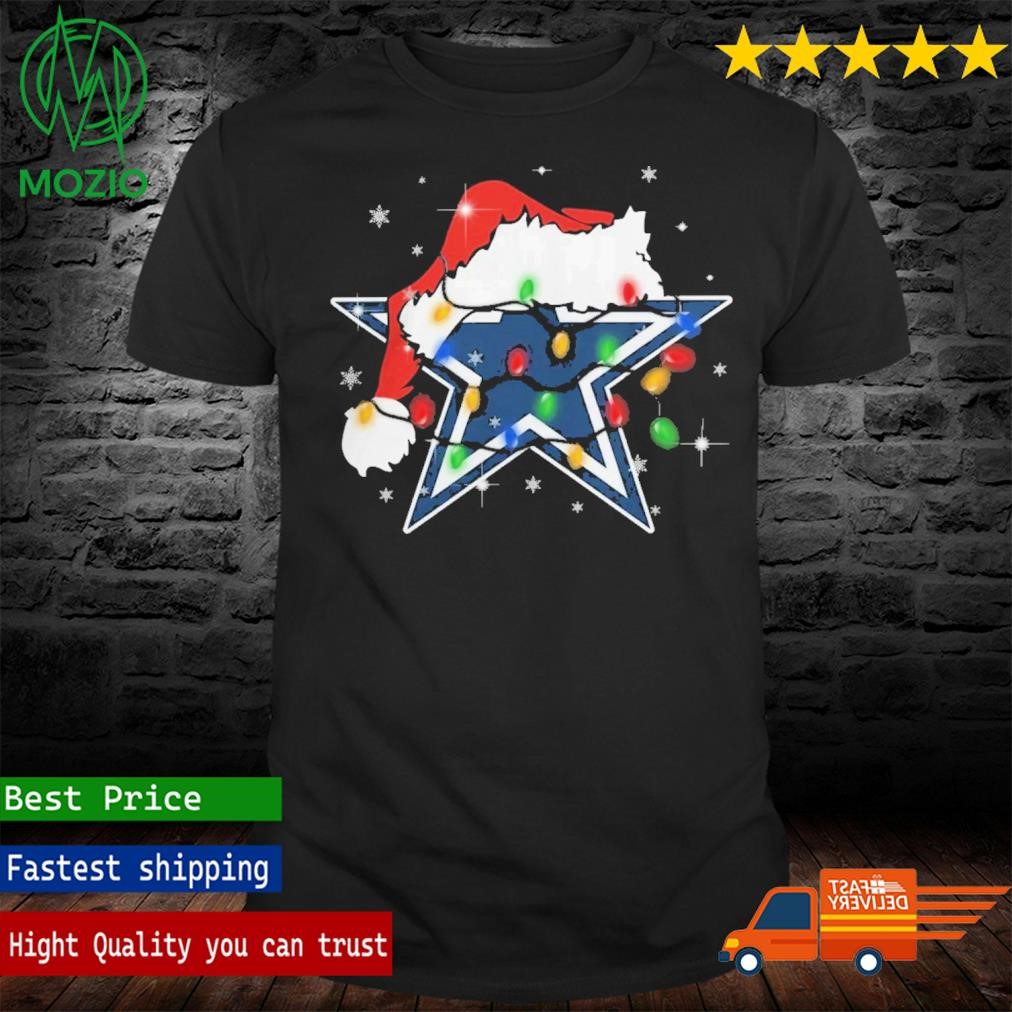 Christmas Light Santa Hat Dallas Cowboys Logo Shirt