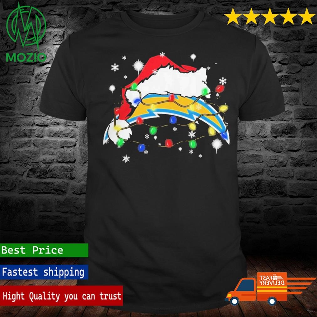 Christmas Light Santa Hat Los Angeles Chargers Logo Shirt
