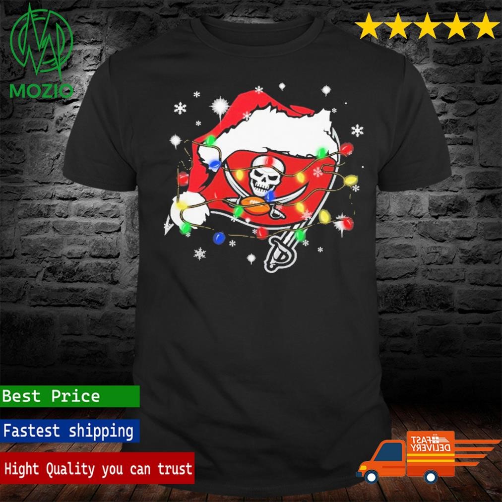 Christmas Light Santa Hat Tampa Bay Buccaneers Logo Shirt