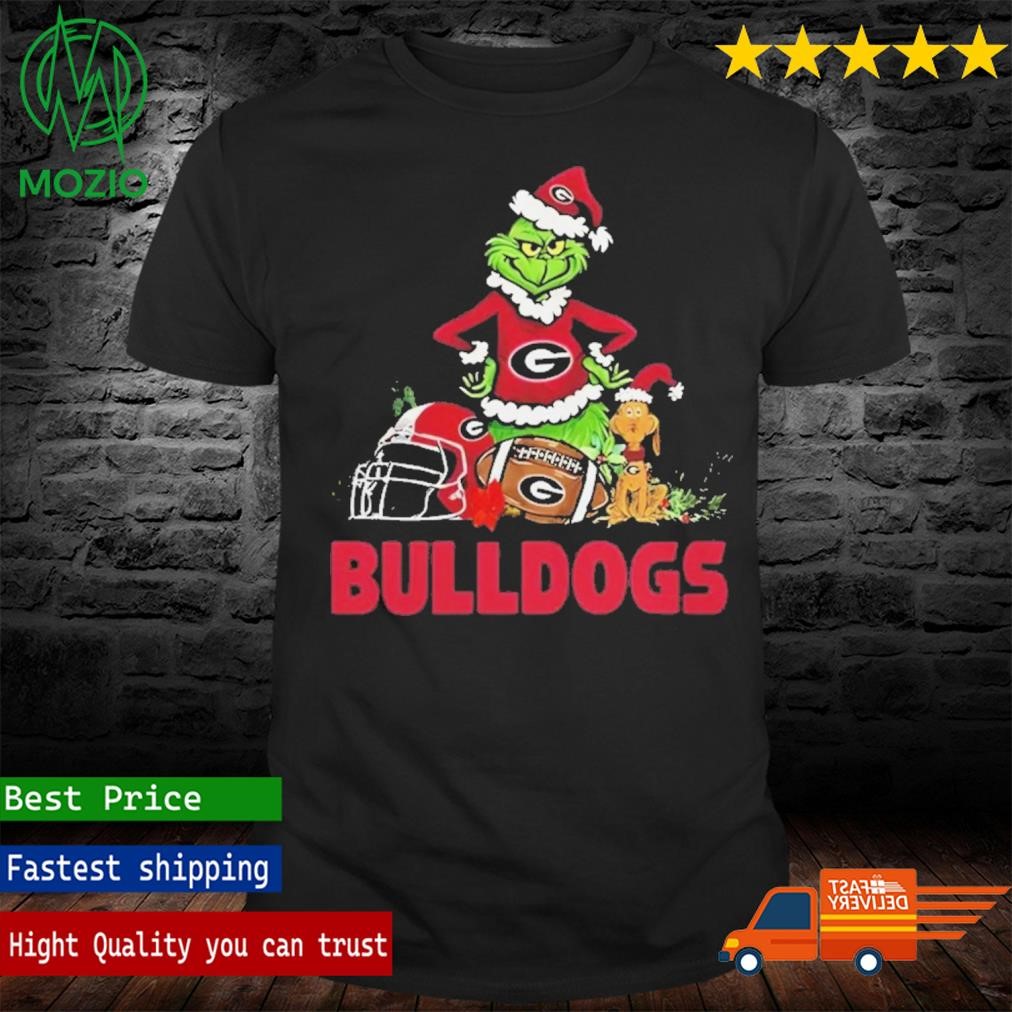 Georgia Bulldogs Santa Grinch And Dog Merry Christmas T-Shirt