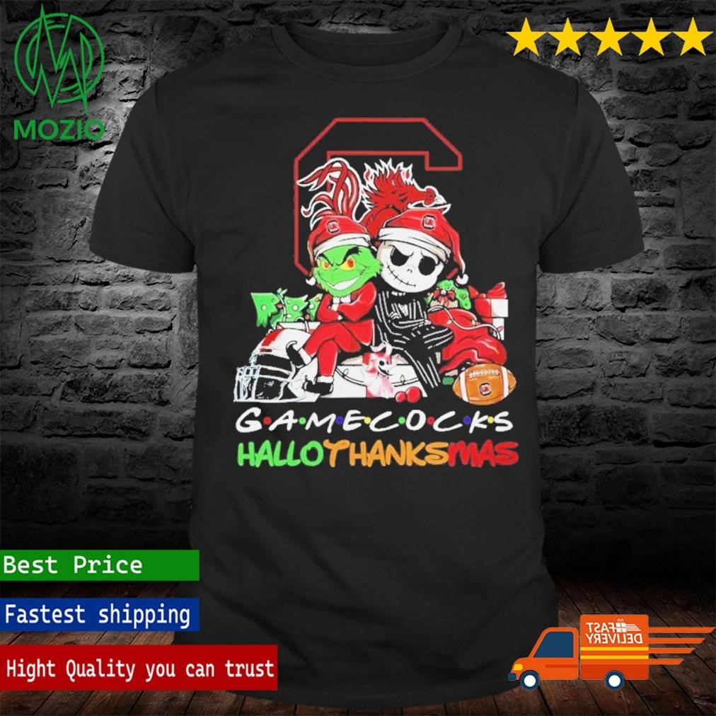 Grinch And Jack Skellington Friends Gamecocks Hallothanksmas Shirt