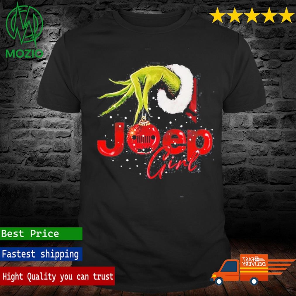 Grinch Hand Holding Jeep Ginl Merry Christmas Shirt