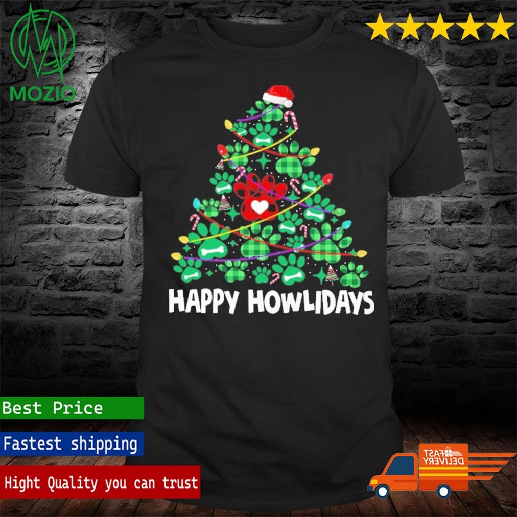 Happy Howlidays Dogshoes Arrange The Christmas Tree Christmas Dog T-Shirt