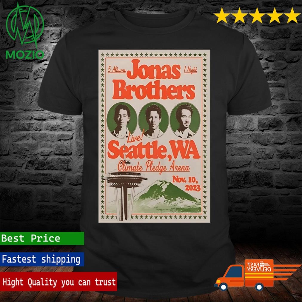 Jonas Brothers 5 Albums 1 Night Live Seattle, WA Climate Pledge Arena Nov 10, 2023 Poster Shirt