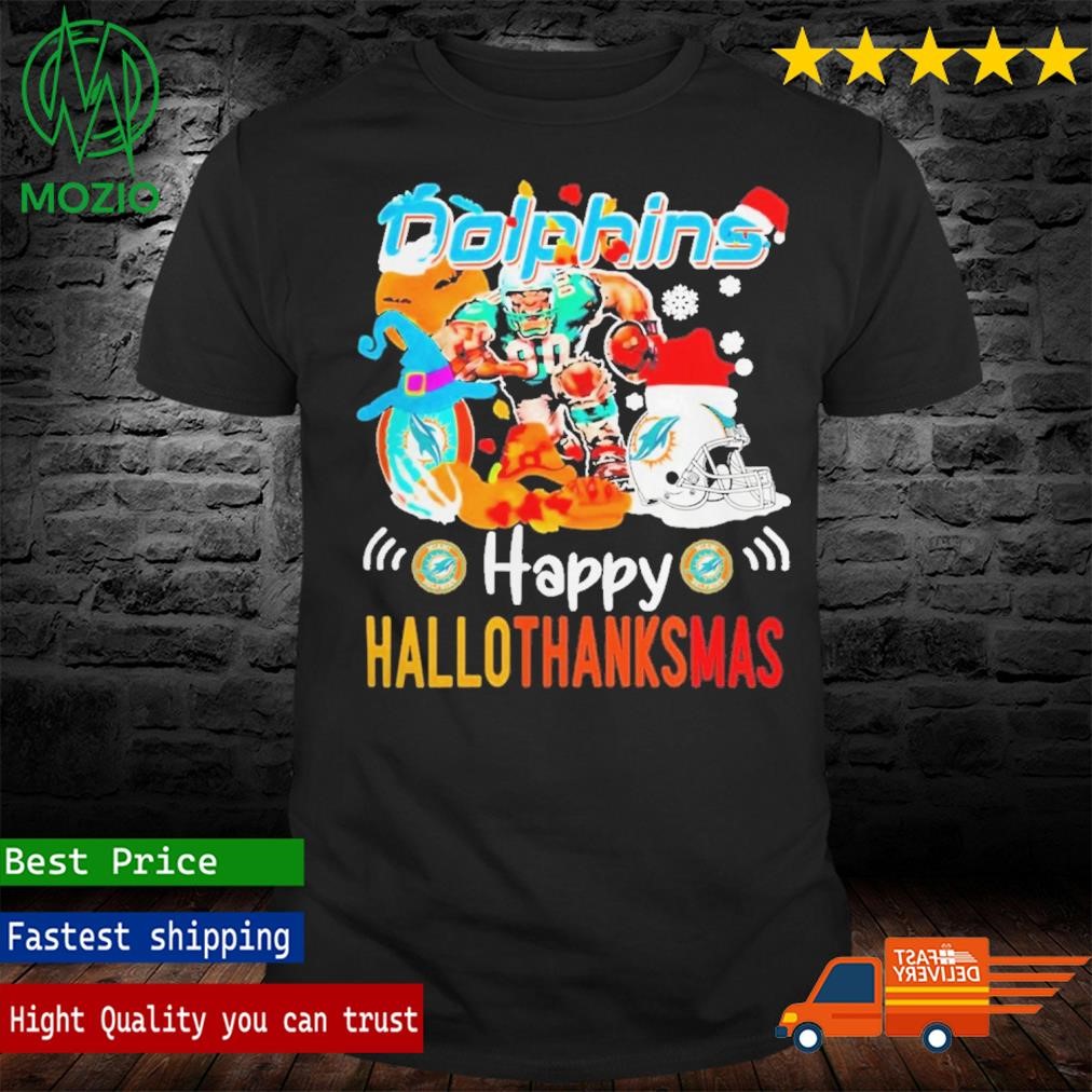 Miami Dolphins Mascot Happy Hallothanksmas Shirt