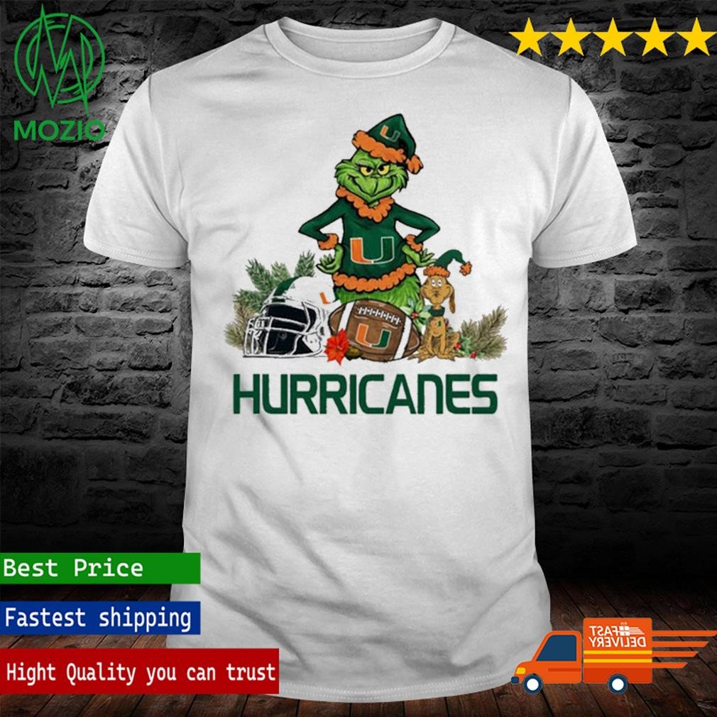 Miami Hurricanes Funny Grinch And Dog Christmas Shirt