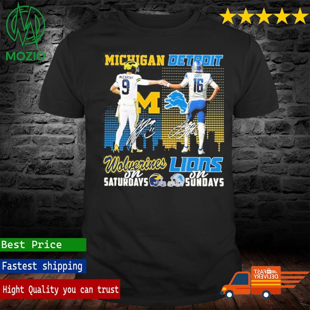 Michigan Wolverines On Saturdays Detroit Lions On Sundays T-Shirt