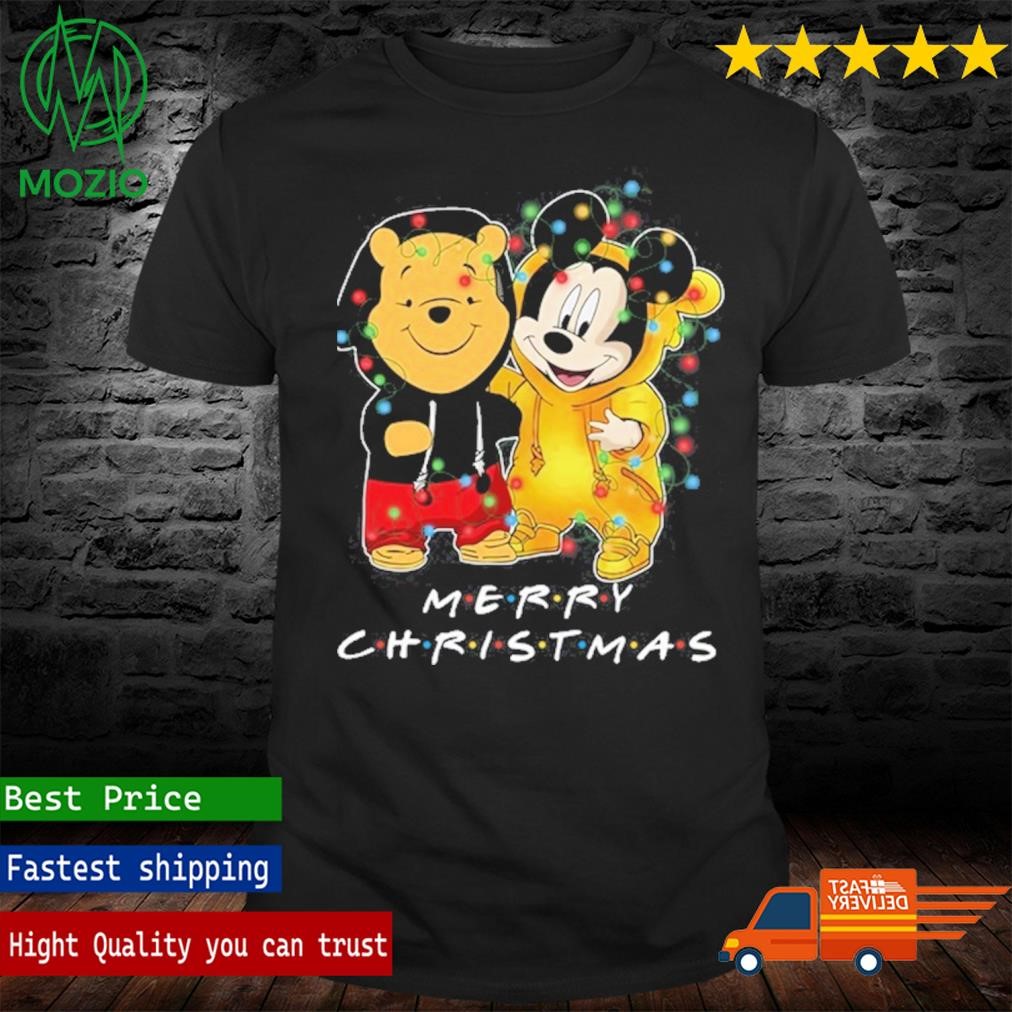 Mickey Mouse And Winnie The Pooh Merry Christmas Shirt