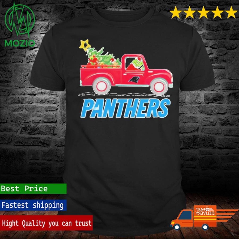 NFL Carolina Panthers Santa Grinch Driving Truck Christmas Shirt