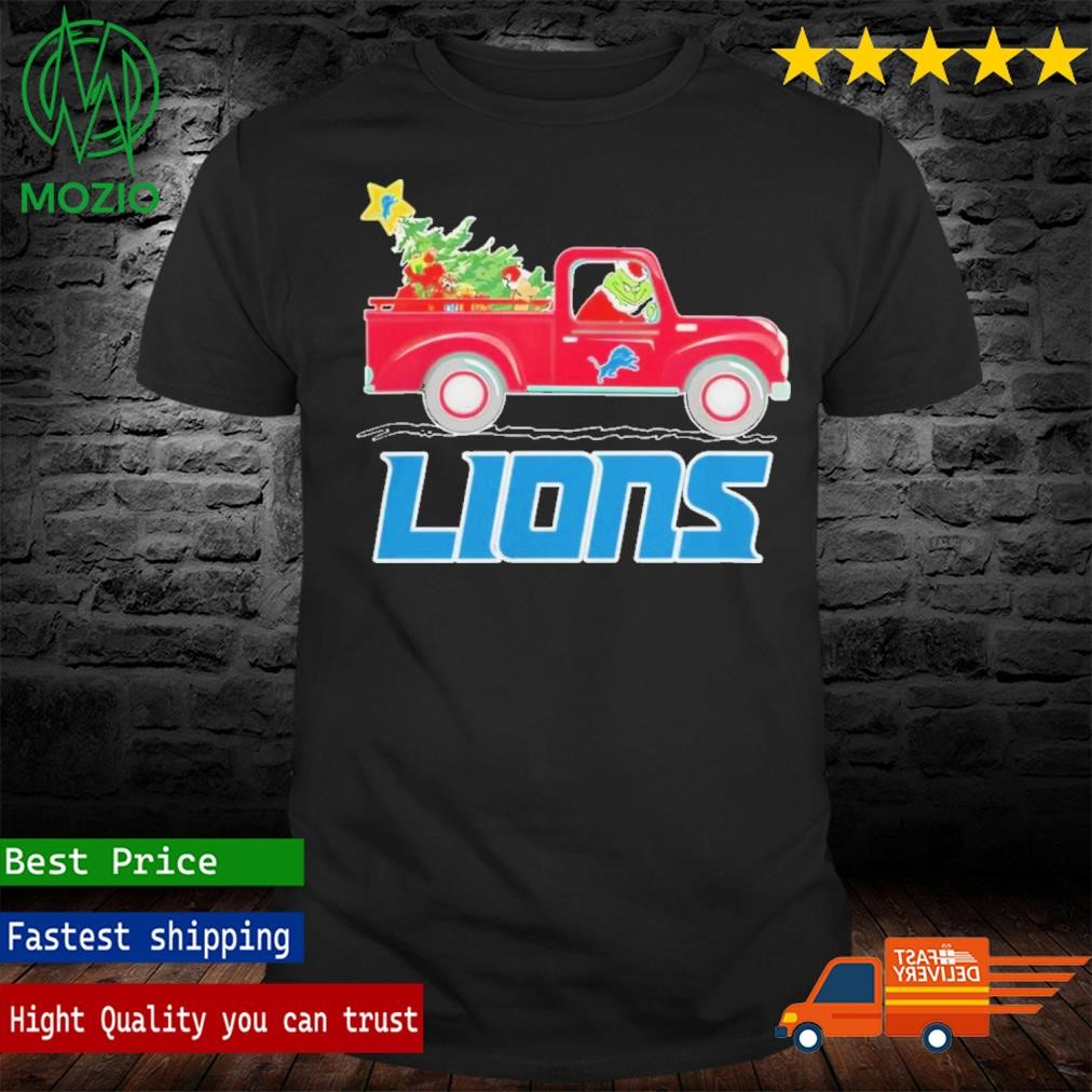 NFL Detroit Lions Santa Grinch Driving Truck Christmas Shirt