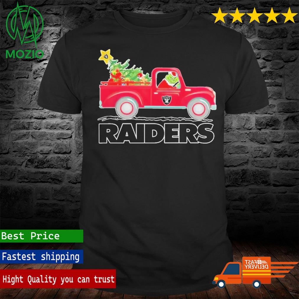 NFL Las Vegas Raiders Santa Grinch Driving Truck Christmas Shirt