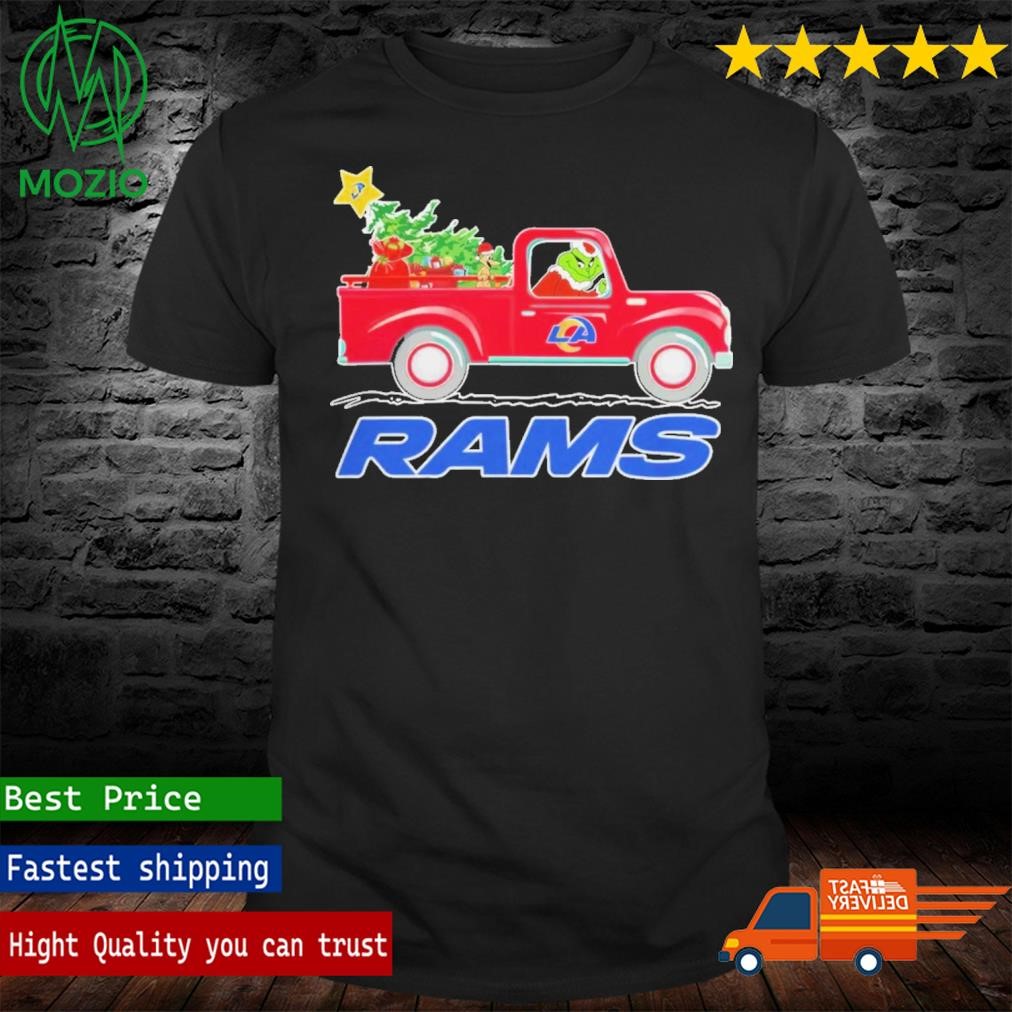 NFL Los Angeles Rams Santa Grinch Driving Truck Christmas Shirt