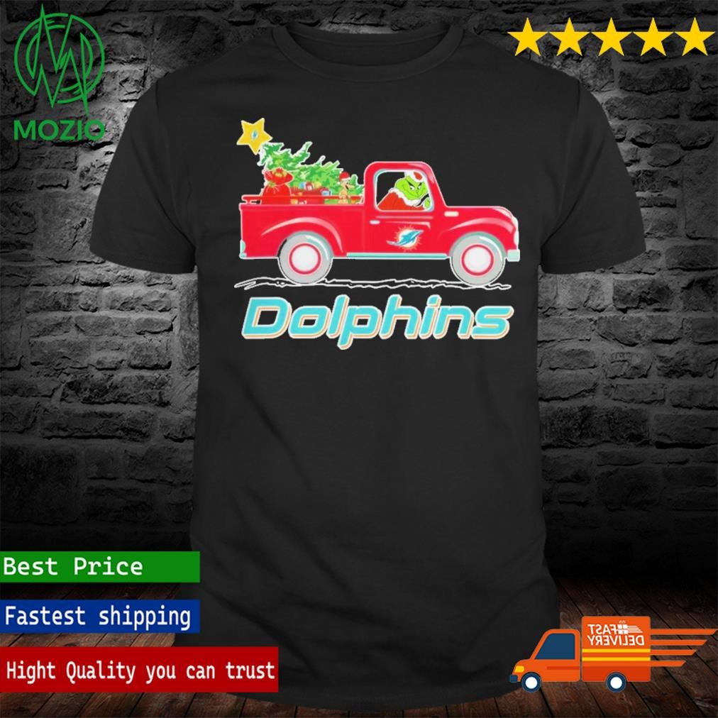 NFL Miami Dolphins Santa Grinch Driving Truck Christmas Shirt