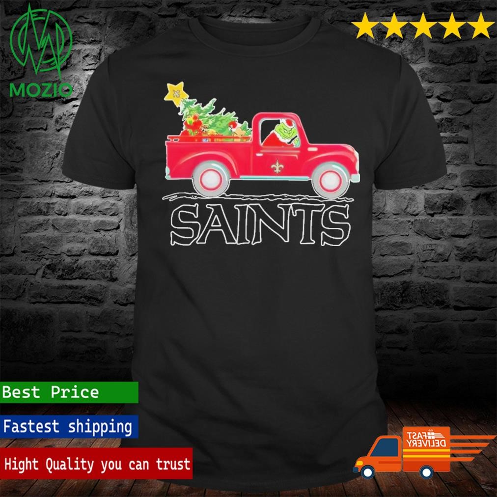 NFL New Orleans Saints Santa Grinch Driving Truck Christmas Shirt