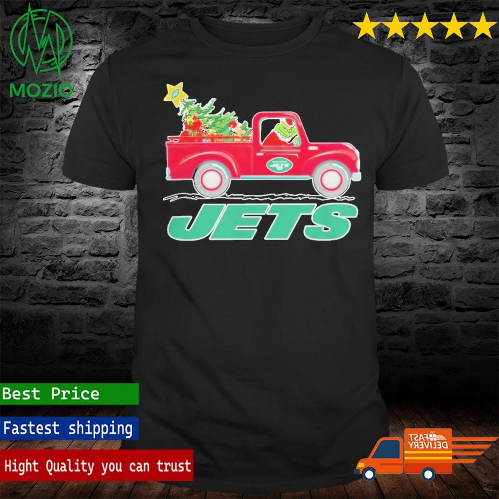 NFL New York Jets Santa Grinch Driving Truck Christmas Shirt