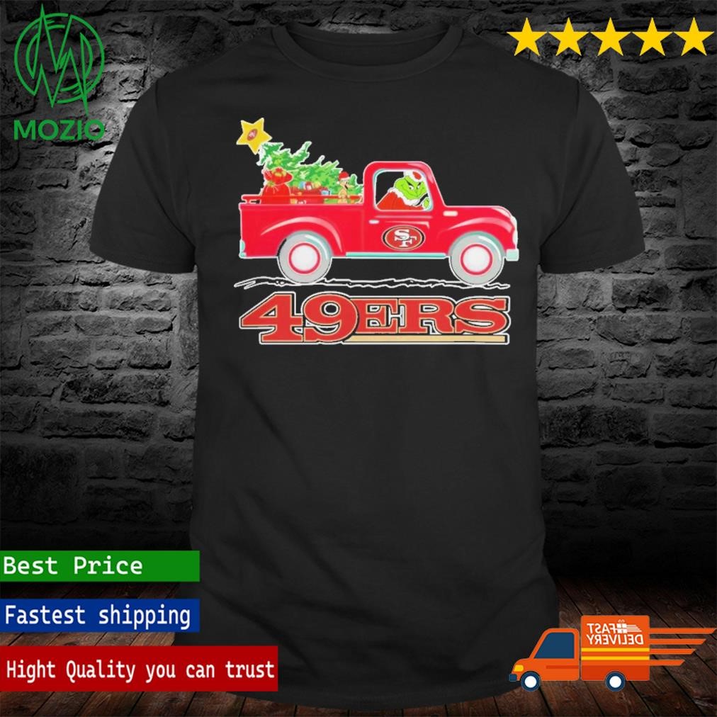 NFL San Francisco 49ers Santa Grinch Driving Truck Christmas Shirt