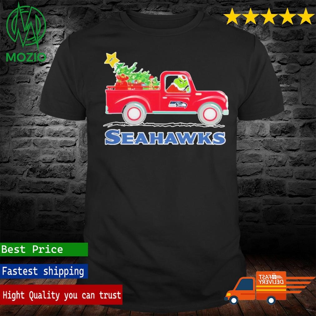 NFL Seattle Seahawks Santa Grinch Driving Truck Christmas Shirt