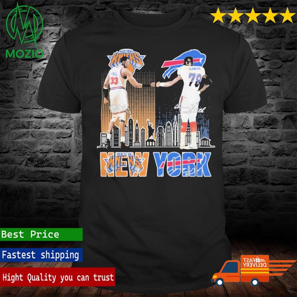 New York Sports Patrick Ewing And Bruce Smith Signatures Shirt