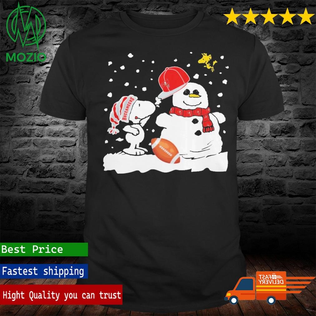 Peanuts Snoopy And Woodstock Snowman Tampa Bay Buccaneers Christmas Shirt