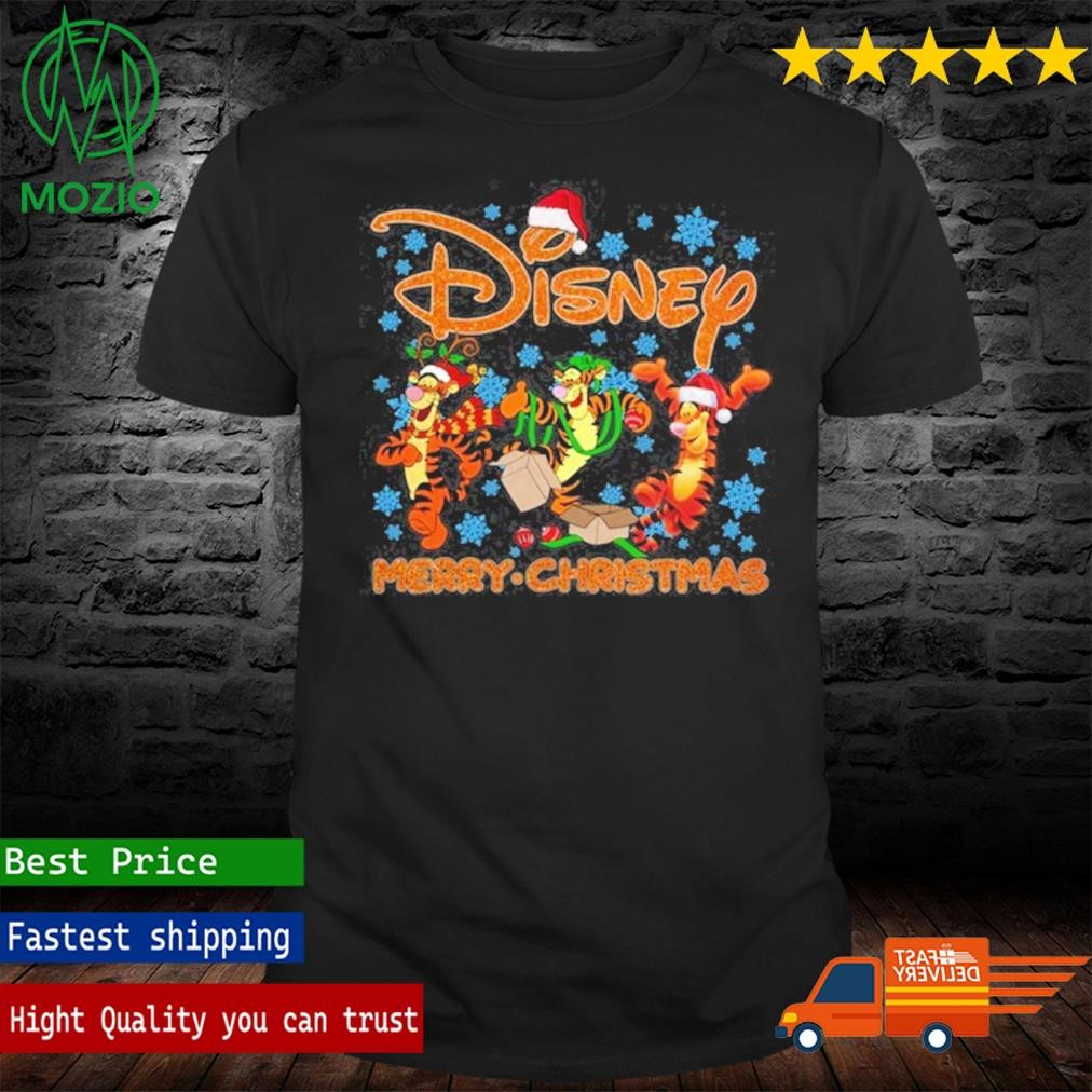 Pooh Style Tigger Disney Merry Christmas Snowflakes Shirt