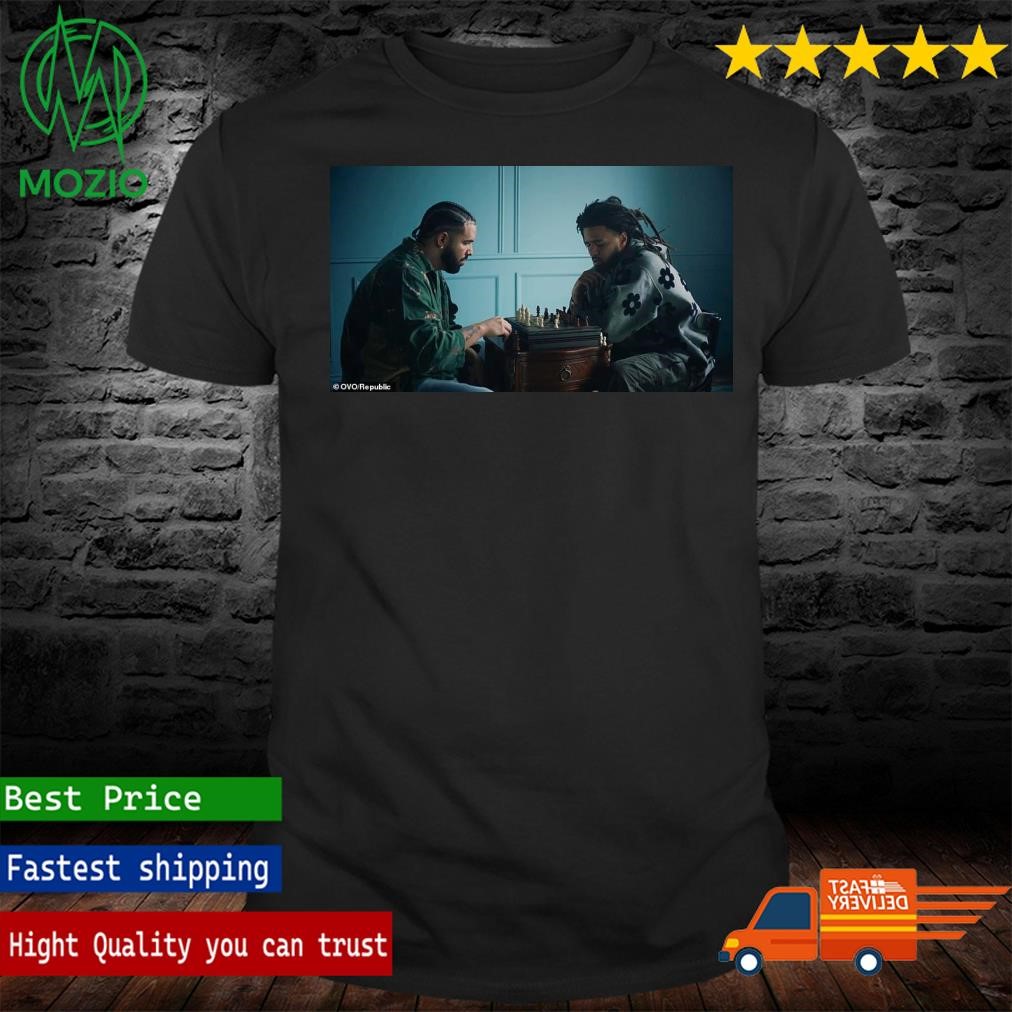Quality Drake And J Cole Recreated Messi And Ronaldo Iconic Chess Photo In First Person Shooter MV Poster Shirt