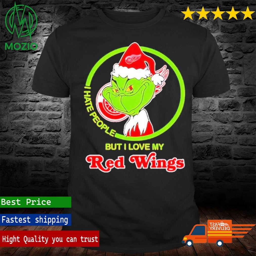 Santa Grinch I Hate People But I Love My Red Wings Christmas Shirt