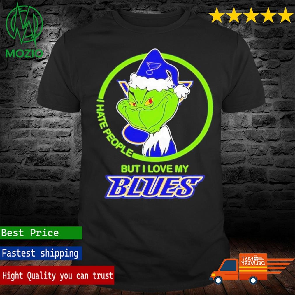 Santa Grinch I Hate People But I Love My St Louis Blues Christmas Shirt