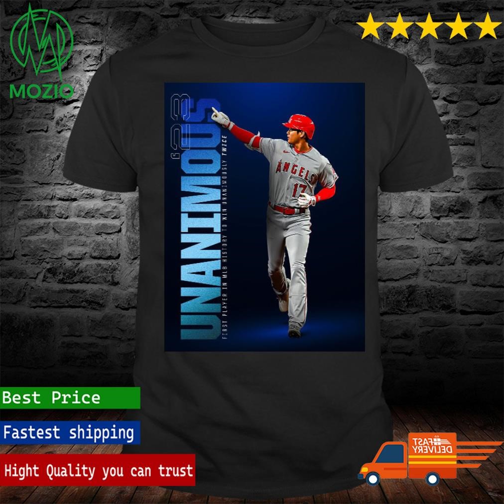 Shohei Ohtani The First Player In History To Win Two Unanimous MVP Awards Poster Shirt