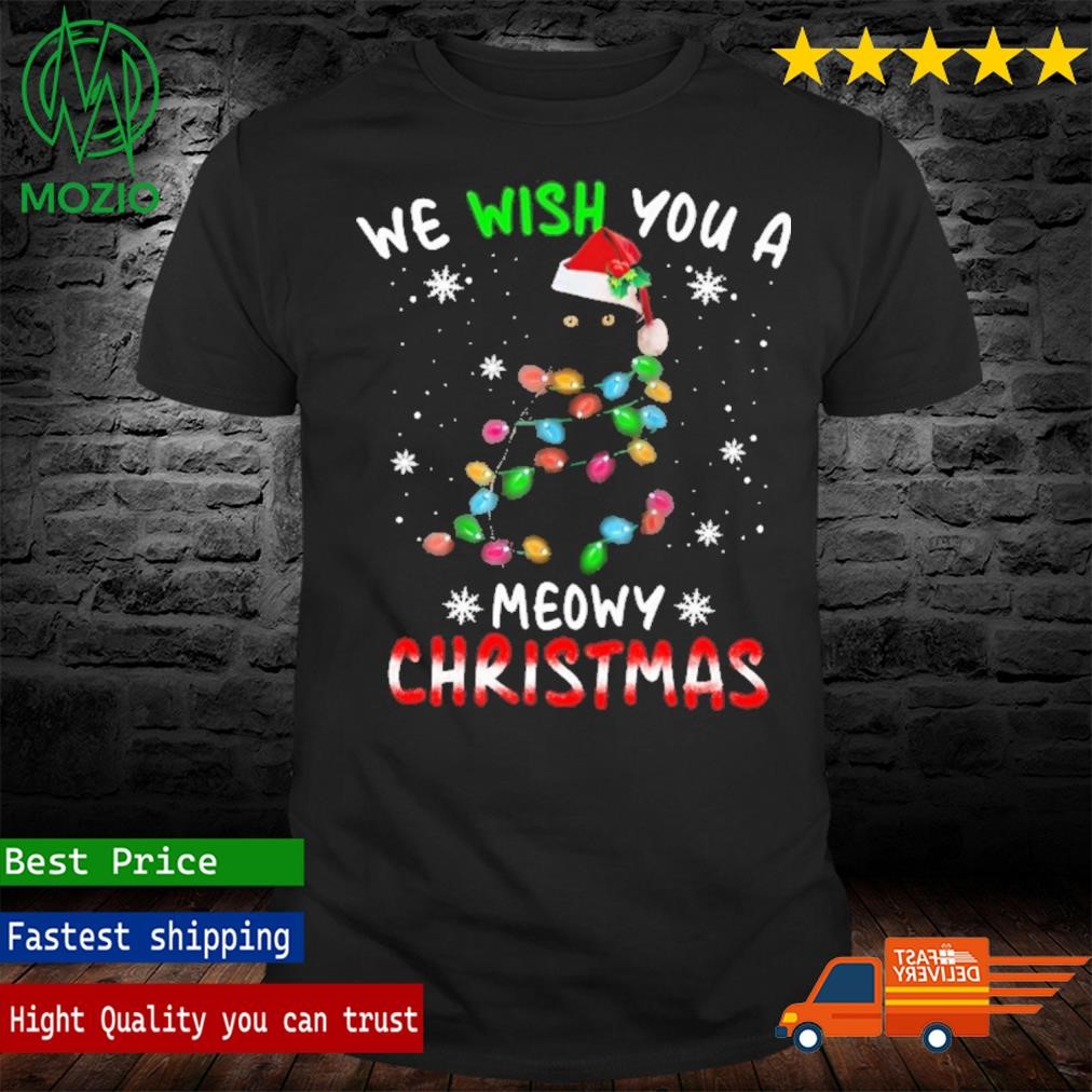We Wish You A Meowy Christmas Christmas Black Cat T-Shirt