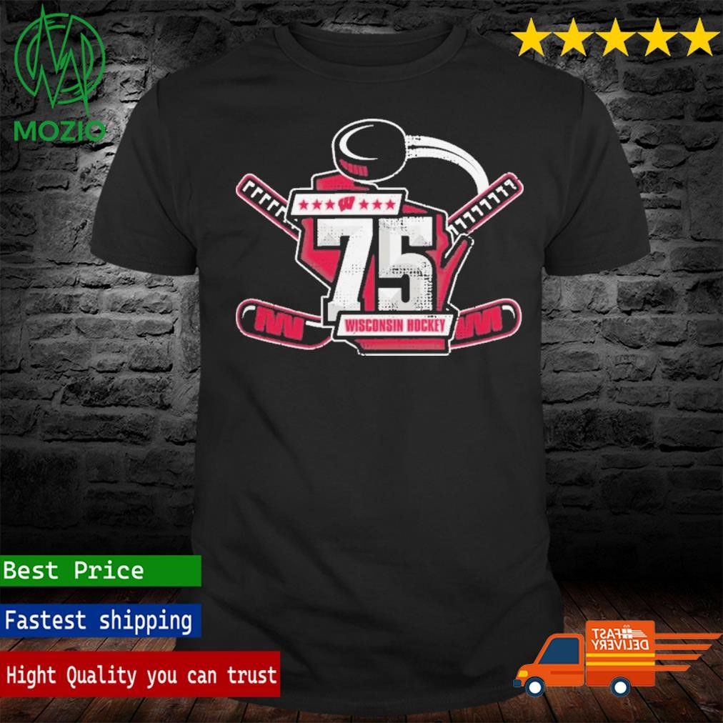 Wisconsin Badgers Black Hockey 75th Anniversary Commemorative Shirt